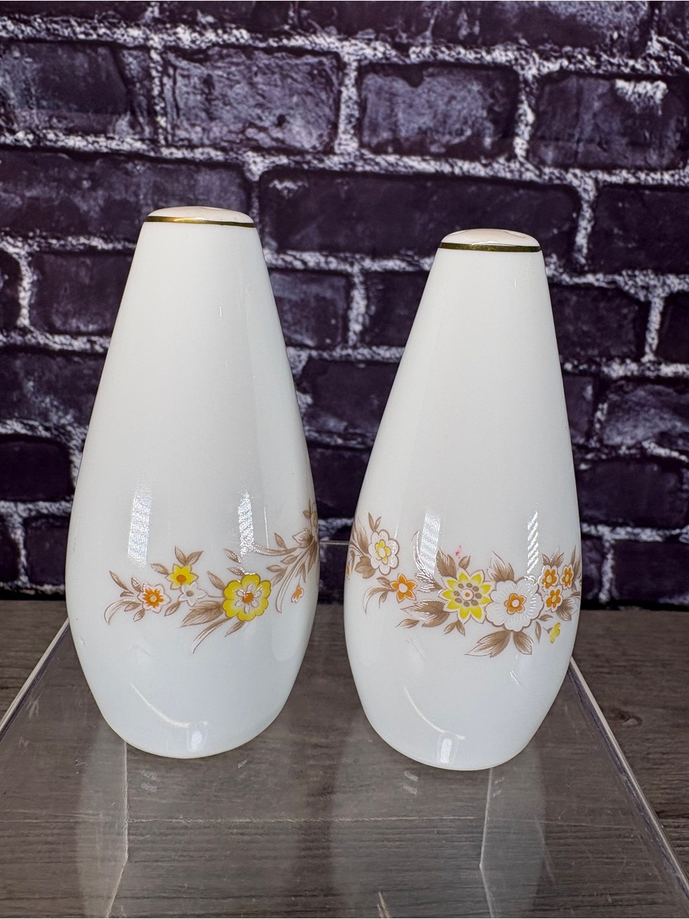 Vintage Golden Autumn with Gold Trim Salt & Pepper Shakers-